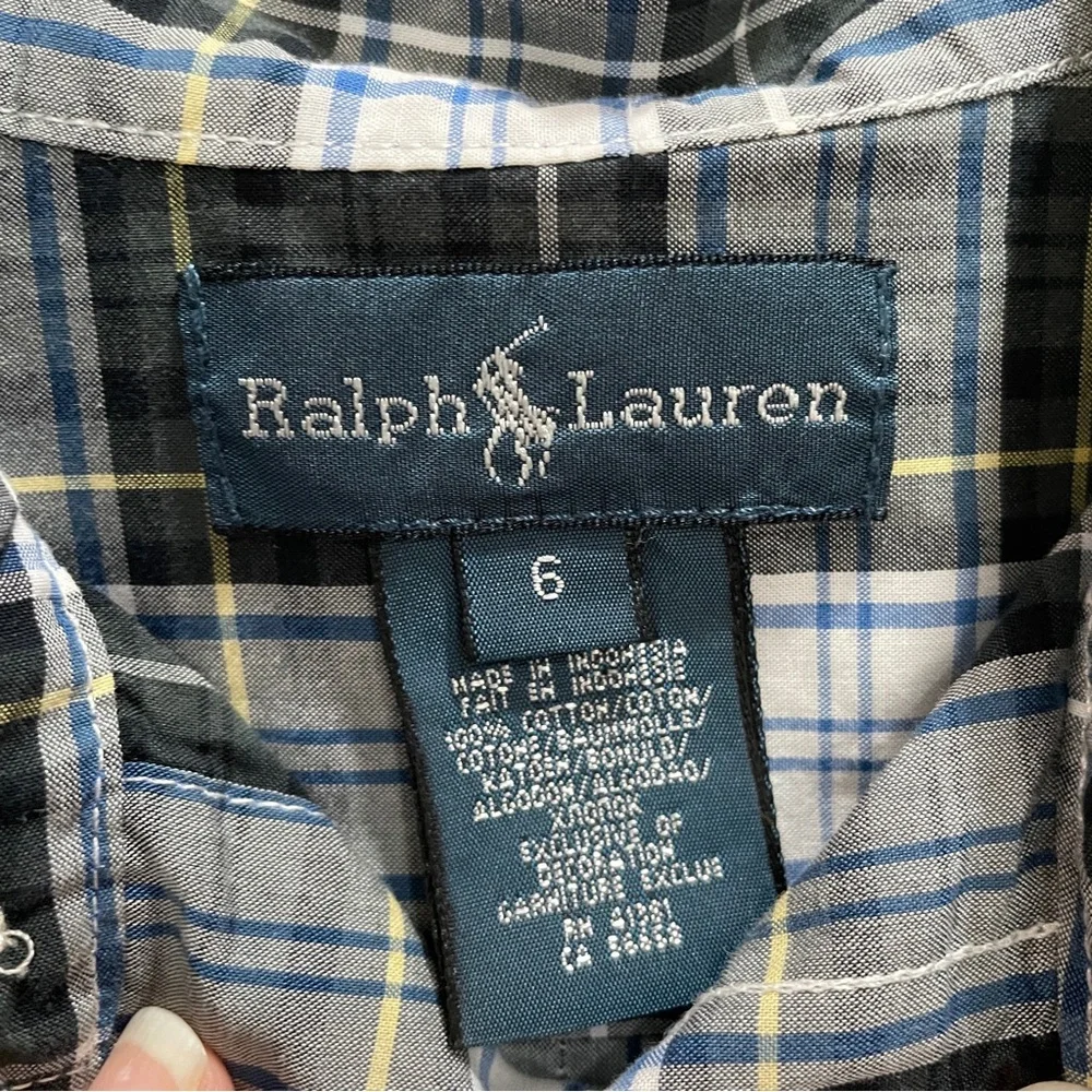 Ralph Lauren Plaid Short-Sleeve Button-Down Shirt, Boys Size 6.